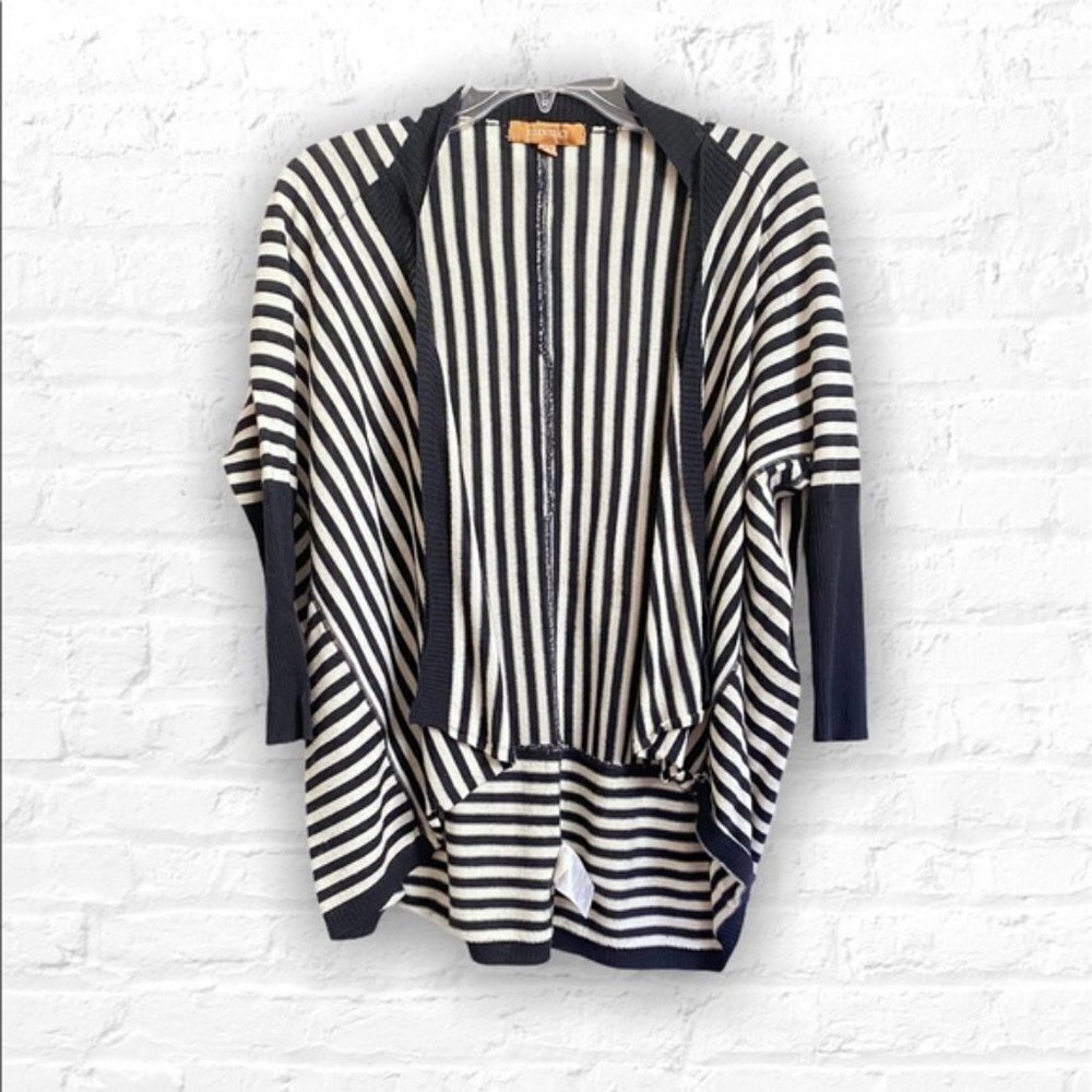 Ellen Tracy Wool Open Cuffed Striped Cardigan XS/S